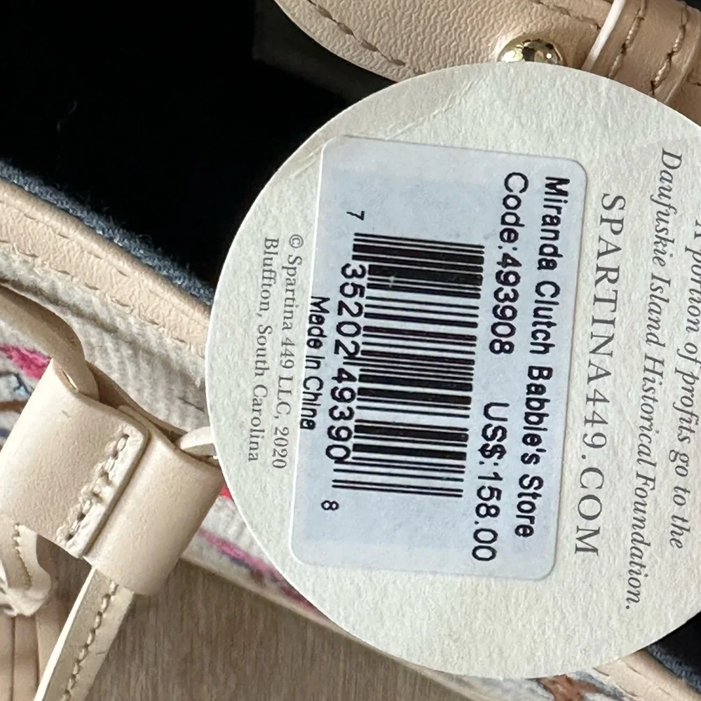 NWT SPARTINA 449 Beige Floral Embroidered Women's Bag - Picture 4 of 4